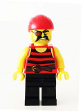 LEGO pi159 Pirate 1 - Black and Red Stripes, Black Legs, Eyepatch