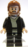 LEGO sw1227 Obi-Wan Kenobi - Reddish Brown Robe, Dark Orange Mid-Length Hair with Ruffled Back